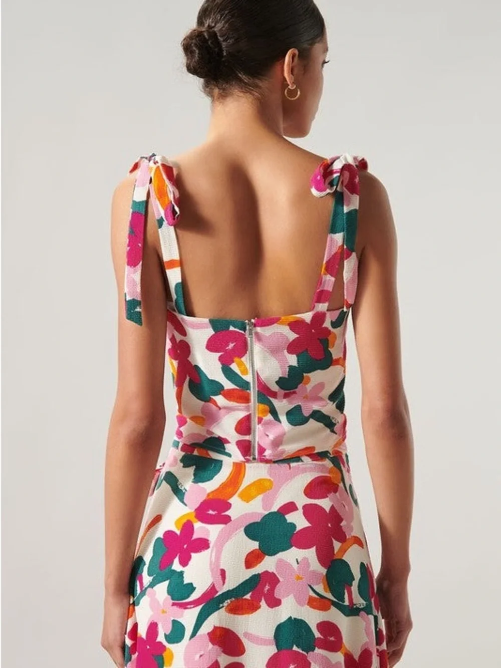 SugarLips Floral Tie Strap Crop Top XS Resort Vacation Bralette Top‎